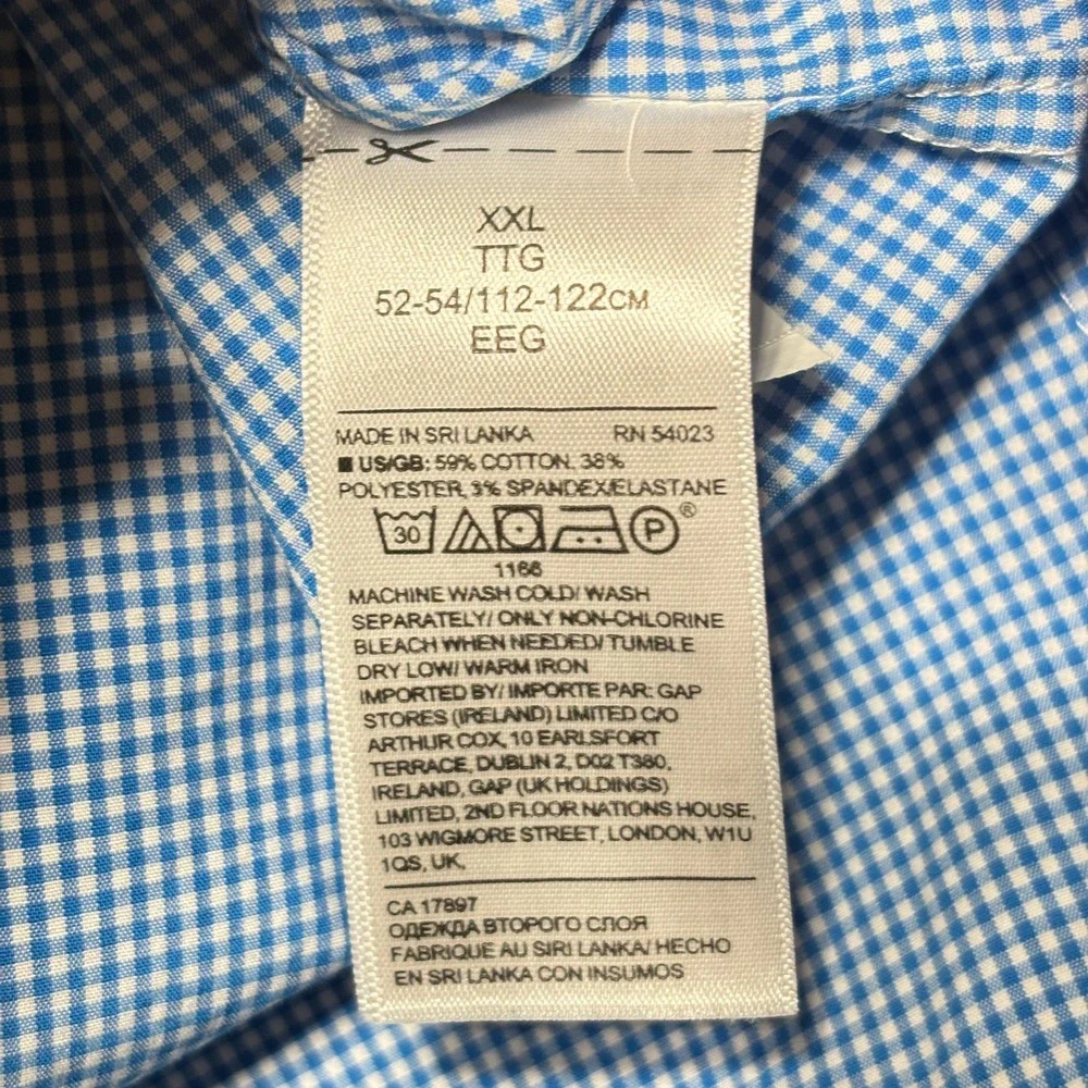 Banana Republic Mens Slim Flex Fit Tech Stretch Cotton Gingham Dress Shirt XXL‎